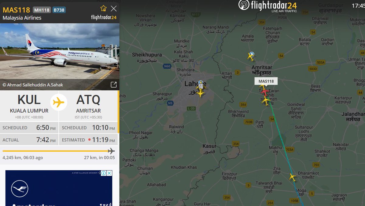 Air AsiaX (@airasia) and Malaysian (@MAS) both from Kuala Lumpur landing simultaneously at Amritsar Airport🛬