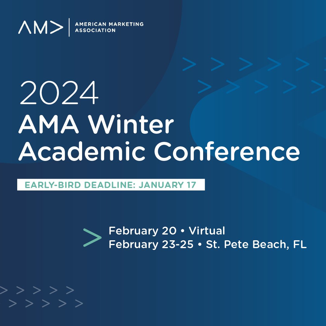 Don't miss the opportunity to save $100 on your Winter Academic Conference registration! Early Bird pricing for #AMAWinter ends tonight (1/17) ❄️⬇️ ama.org/events/academi…