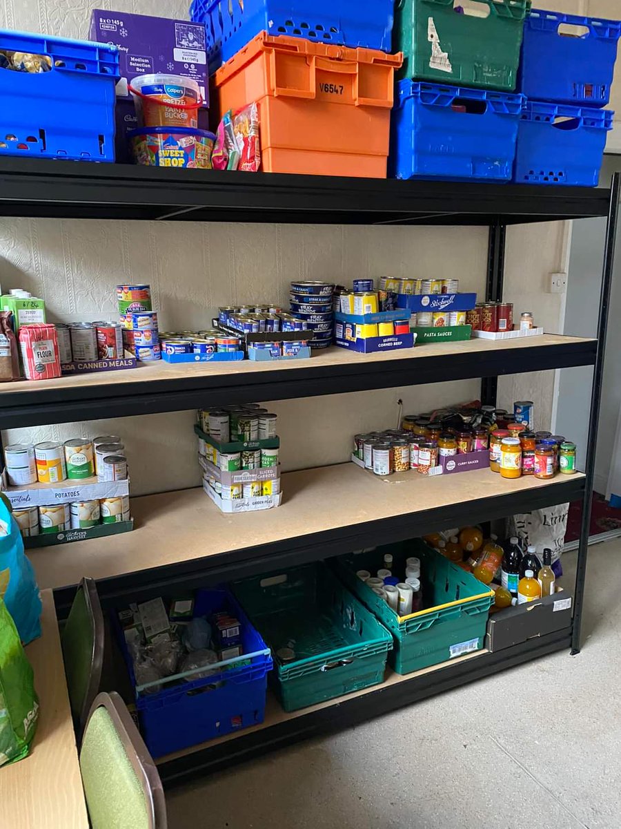 As you can see our shelves are looking very under stocked. So we are looking for a huge drive for certain items. We have 23 parcels tomorrow we have to deliver, this is the stocked left after those deliveries We have a bank account Aber Valley FC Foodbank if you wish to help