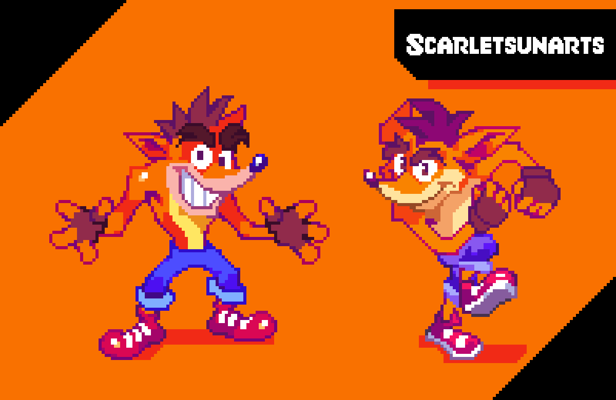 Original Crash design and Crash 4 Redesign
Both are good👍
#CrashBandicoot #crashbandicoot4 #Crash4 #pixelart #ドット絵