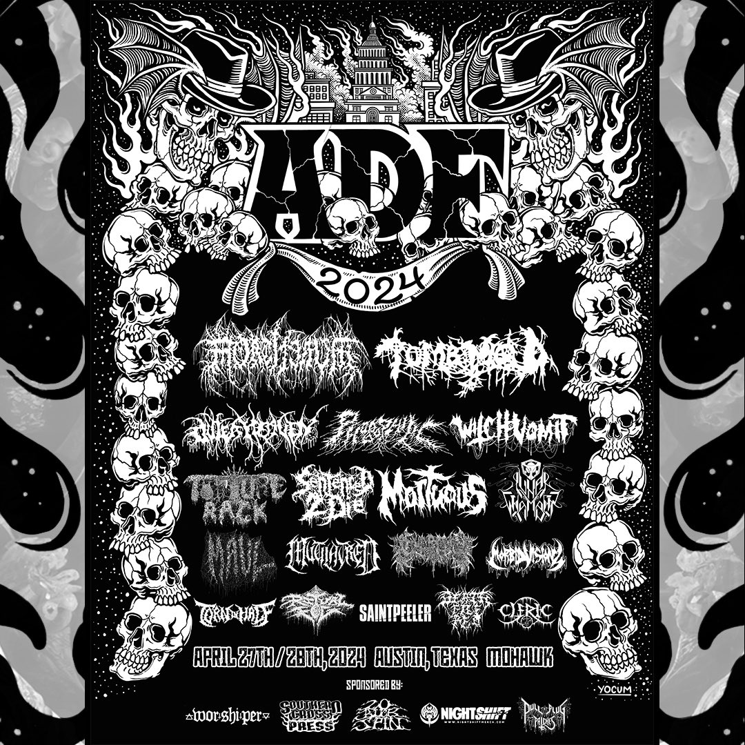 saintpeeler_'s tweet photo. AUSTIN DEATH FEST 2024 April 27 &amp; 28 @mohawkaustin — Passes available now! https://t.co/O5rF55KAq1