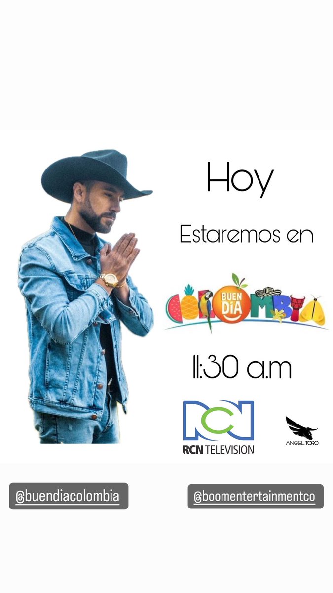 Nos vemos hoy 11:30 AM por el <a href="/CanalRCN/">Canal RCN</a> <a href="/BuenDiaColrcn/">Buen Día Colombia</a>