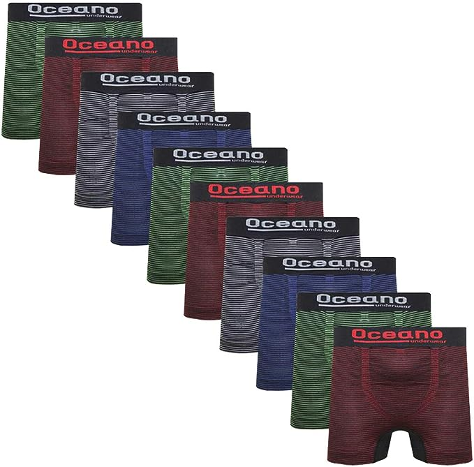 Kit 10 Cueca Boxer Microfibra Box Sortida Ocean