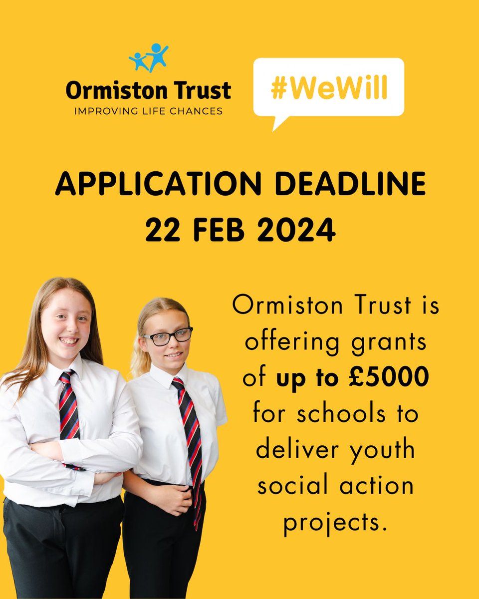 We want to see even more young people make an impact in their local communities, while building skills, agency, and confidence.

Visit our website to download: 
✅ Funding criteria &amp; guidance
👉 Guide to embedding YSA at scale
⏳ Application form

ormistontrust.org