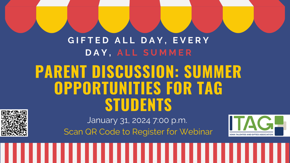 Come join us to learn about Midwest/Iowa summer learning opportunities. Randy Lange and others from the <a href="/belinblank/">Belin-Blank Center</a> will be joining us! Recording available afterward. Please click here to register for this event: us02web.zoom.us/webinar/regist… #giftededucation