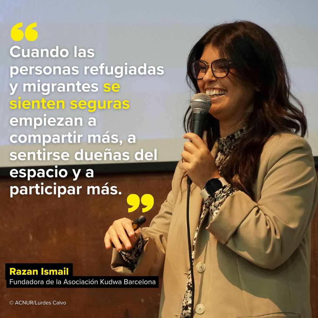 Razan es fundadora de @KudwaBcn, asociación creada por y para personas refugiadas y migrantes en Barcelona.

Con apoyo de ACNUR lanzó #KudwaAcademy, un proyecto de formación y participación que fomenta el intercambio de conocimiento e impulsa el talento
➡️bit.ly/3H8J0Tk