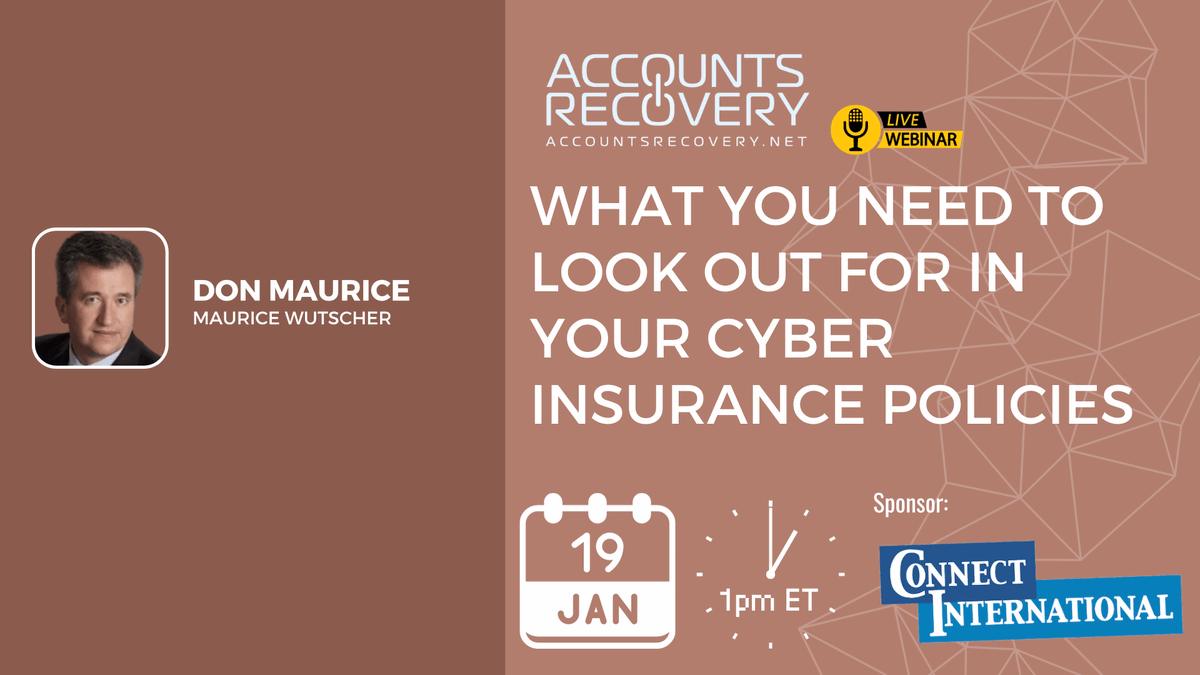 Webinar: Join Maurice Wutscher attorney Don Maurice for a review of the cyber insurance needs and requirements for companies in the #ARMindustry this Friday at 1 pm ET. Register: lnkd.in/e4sfmR2f #financialservices #receivables #cyberinsurance

mauricewutscher.com/webinar-mauric…