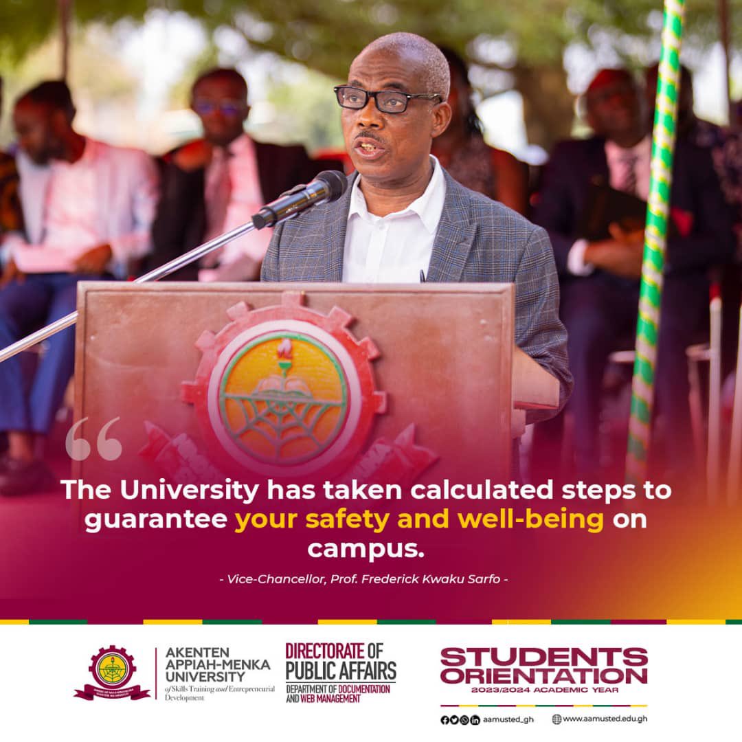hawking_glow's tweet photo. Excerpts from the VC's speech at the orientation for fresh students at AAMUSTED.
#WelcomeToAAMUSTED
#FreshersOrientation https://t.co/HyP6Firx8F
