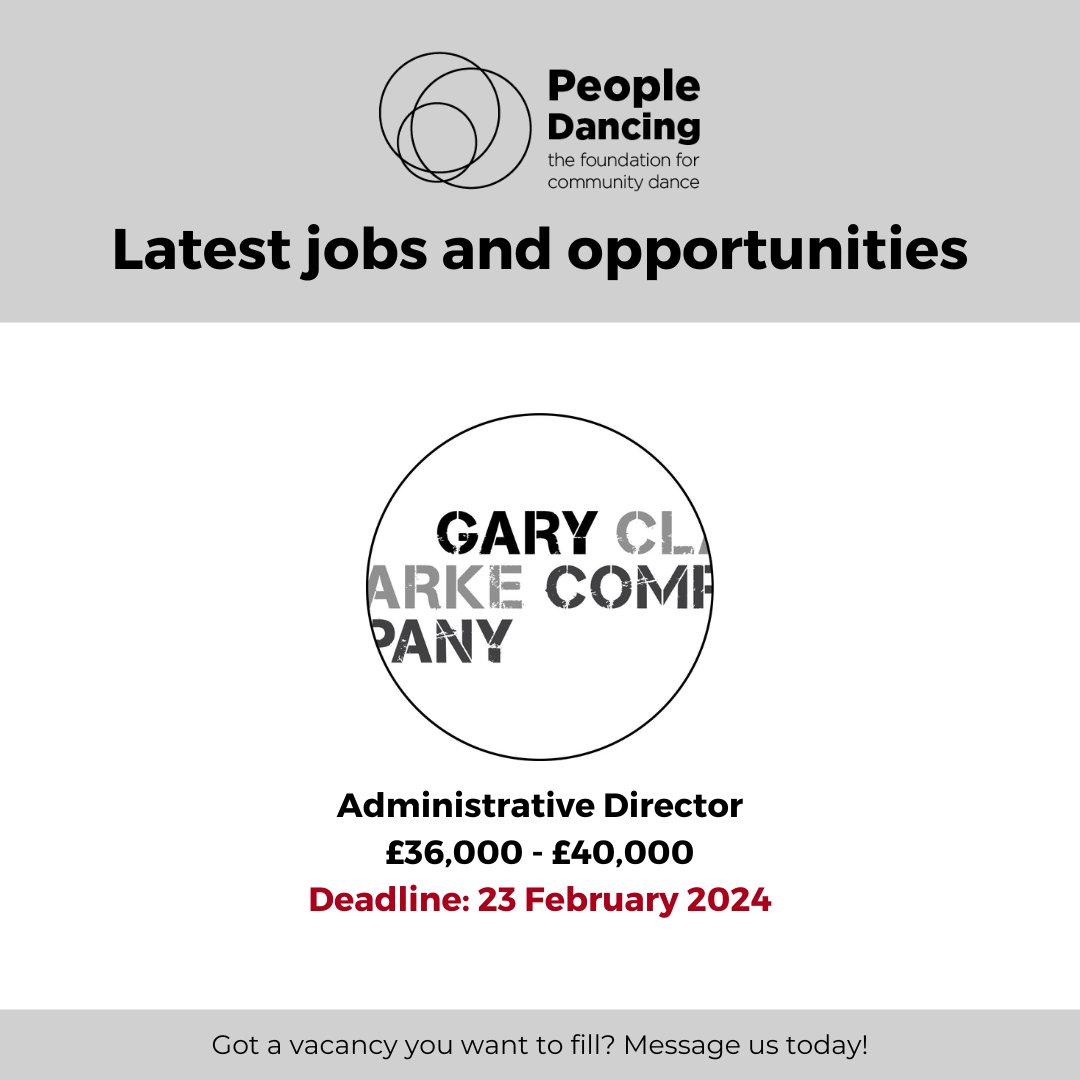 New job & opportunity! Gary Clarke Company seeks an experienced & effective Administrative Director to be a key member of its team. Click below to access our Linktree for our full list of jobs & opportunities, and find more information on this vacancy. linktr.ee/peopledancing