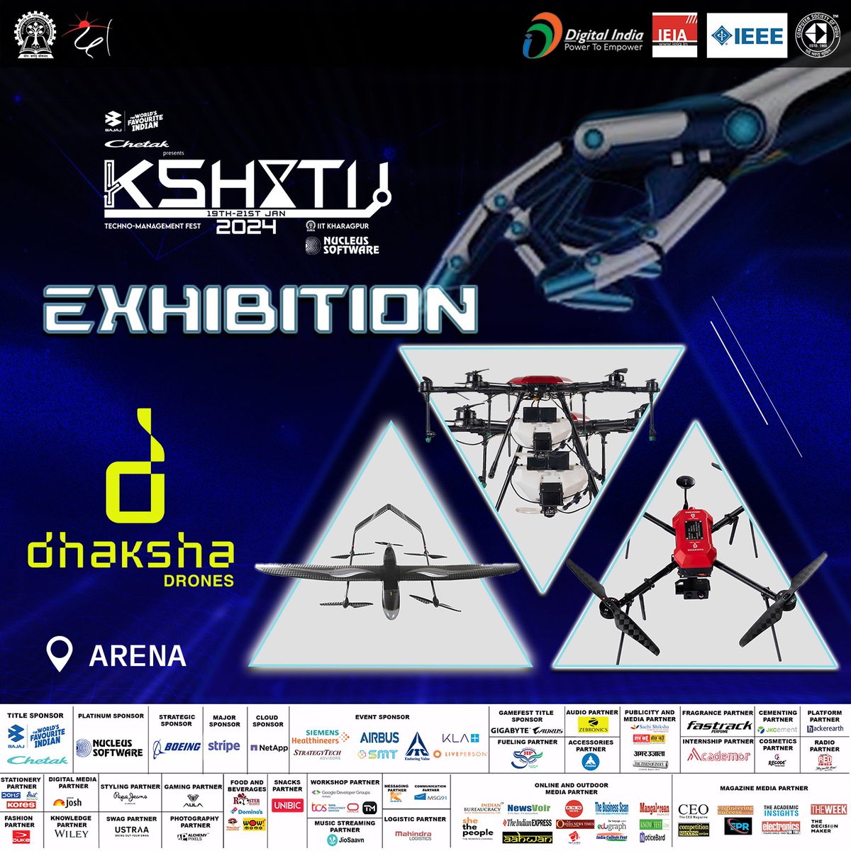 ktj_iitkgp's tweet photo. 🚀Embark on a futuristic journey with Dhaksha Unmanned Systems Exhibition! Explore groundbreaking UAS technology addressing challenges in agriculture, defence, logistics, and surveillance.

Register Now: https://t.co/ZVL9M0Y9Xr https://t.co/iSfkb5Src1