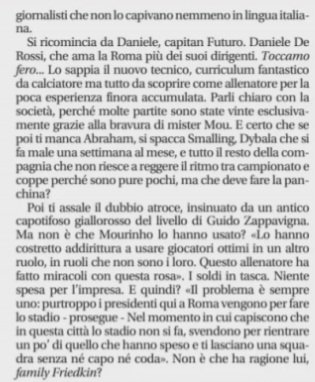Volevo dire "all'americani novi che hanno espulso #Mourinho, il solo che sapeva difenderci", come scrive giustamente <a href="/Storace/">Francesco Storace</a>, che noi romanisti siamo boni e cari, ma de esse' presi in giro non ce piace.
L'abbiamo cacciato per lo #stadio novo?
Dear friends #Friedkin, non giocamo.