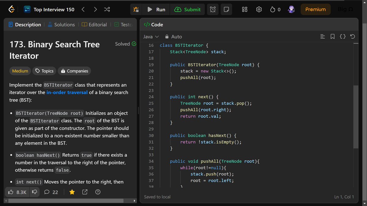 nehathecoder's tweet image. Day 93 of #100DaysOfCode
🌟Recursion :
Did 0/1 knapsack problem using recursion 🔁
🌟DSA :
✅ Binary Tree Zigzag Level Order Traversal
✅ Binary Search Tree Iterator
✅ Reverse First K elements of Queue
✅ Insertion Sort for Singly Linked List
#coding