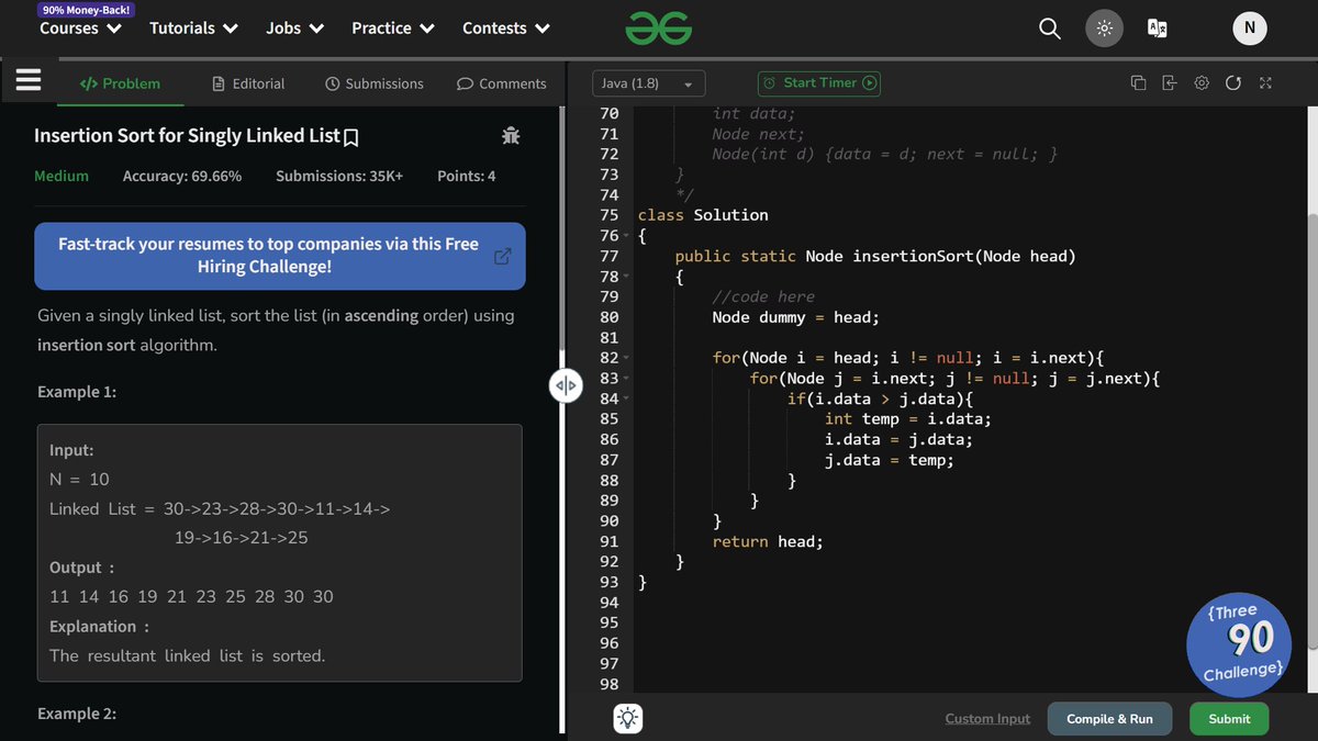 nehathecoder's tweet image. Day 93 of #100DaysOfCode
🌟Recursion :
Did 0/1 knapsack problem using recursion 🔁
🌟DSA :
✅ Binary Tree Zigzag Level Order Traversal
✅ Binary Search Tree Iterator
✅ Reverse First K elements of Queue
✅ Insertion Sort for Singly Linked List
#coding