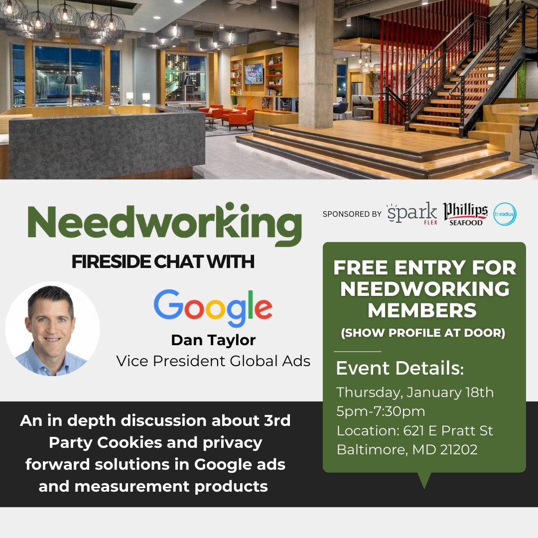 Join us TOMORROW for an in depth discussion about 3rd party cookies and privacy solutions with Google's Dan Taylor, plus our official Book Launch Party!

Learn more at needworking.com/event/6582edf1…

#needworking #networking #network #socialnetwork #careers #growth #webinar