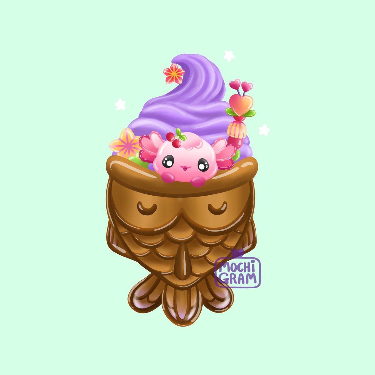 MochiGramDesign's tweet photo. Taro Taiyaki ice cream just in time for a mid week snack break 😁 https://t.co/YkvqxBhRem
