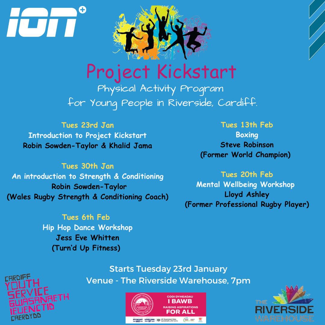 Excited to launch ‘Project Kickstart’ next week, a Physical Activity program we’ve designed with <a href="/cardiffcouncil/">Cardiff Council</a> for Young People in Riverside, Cardiff. Join us every Tuesday, 7pm at Riverside Youth Club! For more info, email info@ioncardiff.com. 

@CP2TC_CPIDd 
<a href="/YouthCardiff/">Cardiff Youth Service / Gwasanaeth Ieuenctid Cdydd</a>