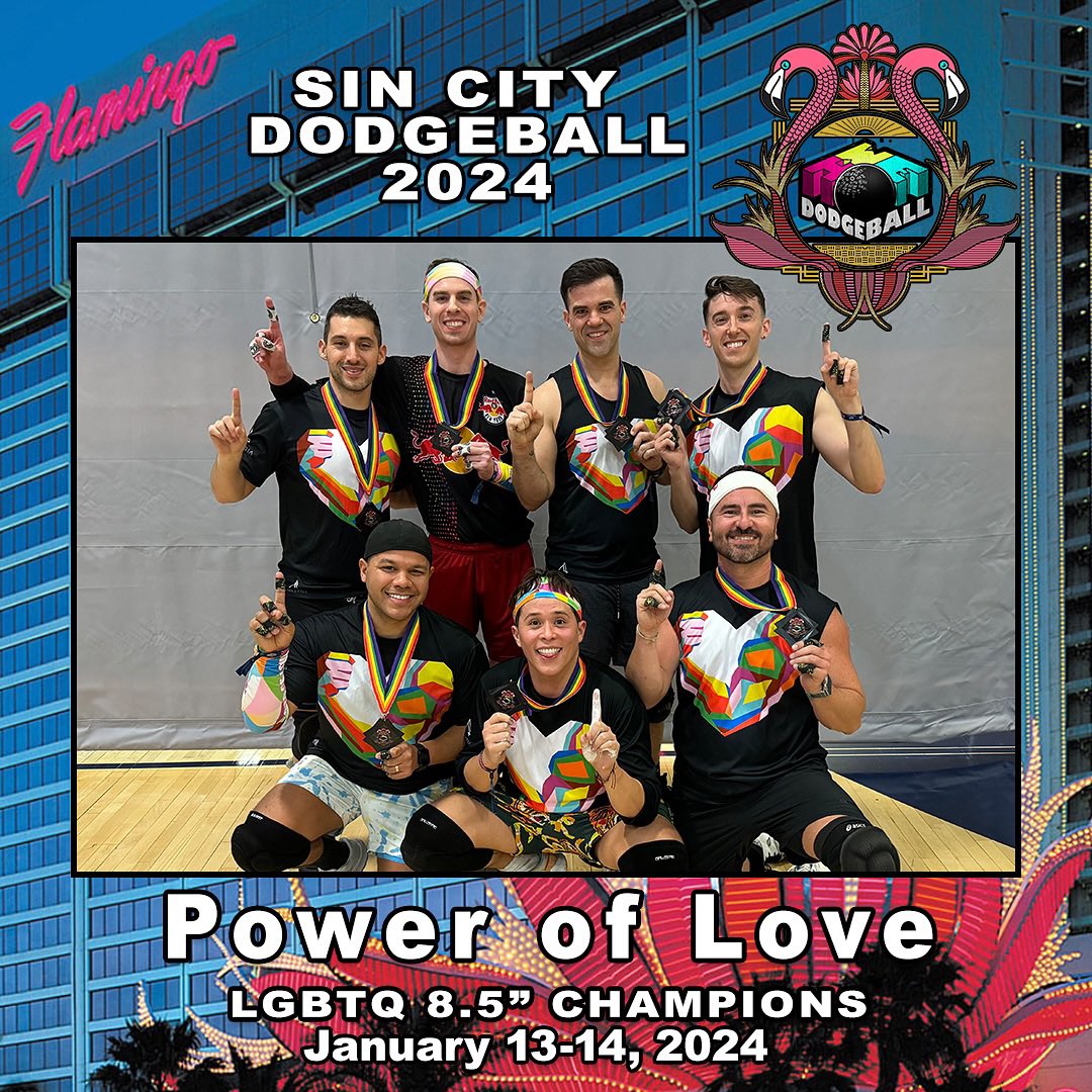 SinCityClassic's tweet photo. Congrats to all the #SinCityDodgeball Champions! @wehododgeball #SinCityClassic 
🏅Lip Service - Women’s No-Sting Champions
🏅Power of Love - 8.5” Champions
🏅F*ck Off, Again - COED No-Sting Champions
🏅Great Danes - Bottom Bowl No-Sting Chanpions https://t.co/KkGeudQQlA