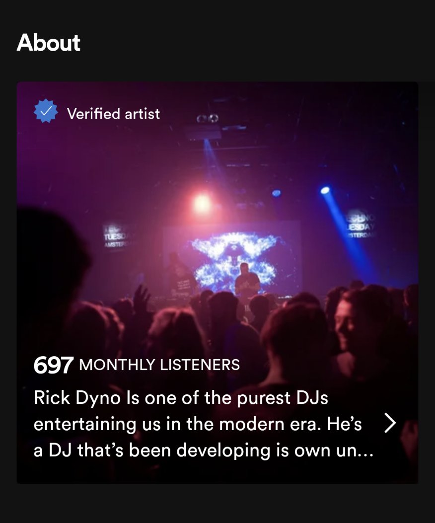 rick_dyno's tweet photo. 697 listeners per month is not much, but for me it's a huge number!
Thank you all for listening and streaming my music!!!!! 🎶🎵🎼🙏🏻
#techno

https://t.co/iK7r6SgeLx https://t.co/zXq0AnAB8X