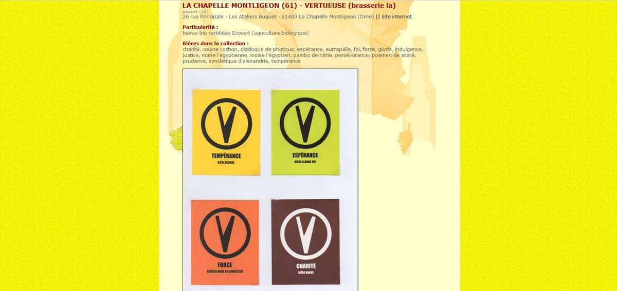 brasserie La Vertueuse à La Chapelle Montligeon (61) beuhbababeercollection.com/bierpage/franc… 
#bbC #bière #étiquettes #collection #répertoire #brasserie #microbrasserie #vertueuse #orne #lachapellemontligeon #ecocert #bio #v