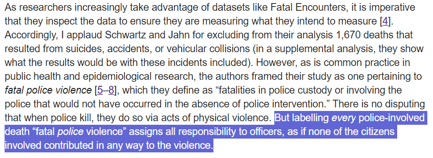 To be clear, I never argued against use of the phrase "police killings" (left). I said sweeping use of "police violence" was misleading (right).