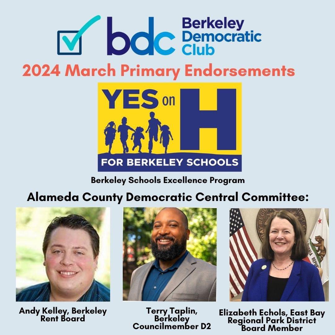 I’m humbled to receive the  @berkdemsclub endorsement for Alameda County Democratic Central Committee alongside my Democrats for Affordable Housing Slate mate @andekelley. 

I look forward to partnering with the club to restore balance to the Party & refocus on its core mission.