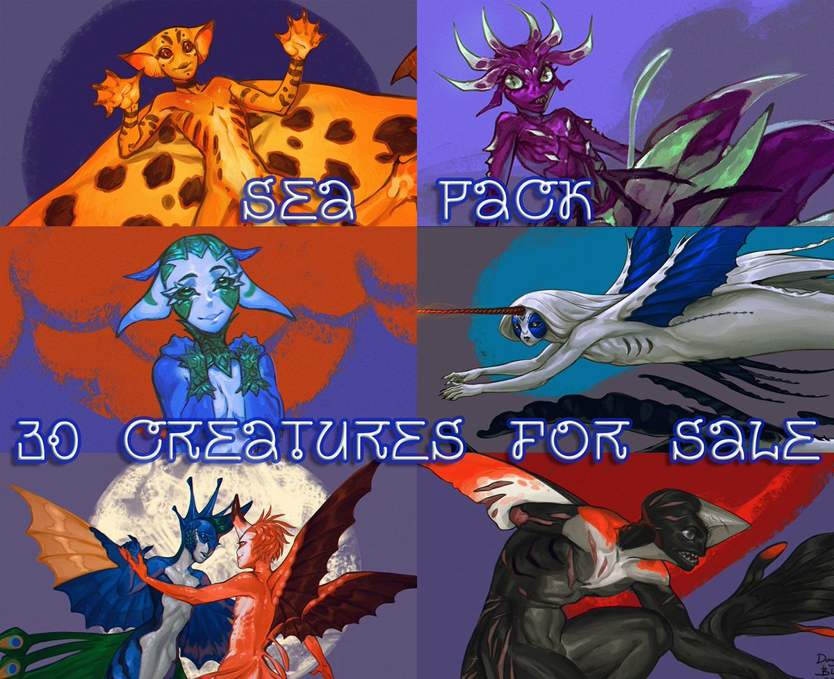 I have some wonderful aqua creatures that I'm selling. I really like their designs, so I want them to develop and continue to live. You can find all the characters and rules here furaffinity.net/gallery/daryab…