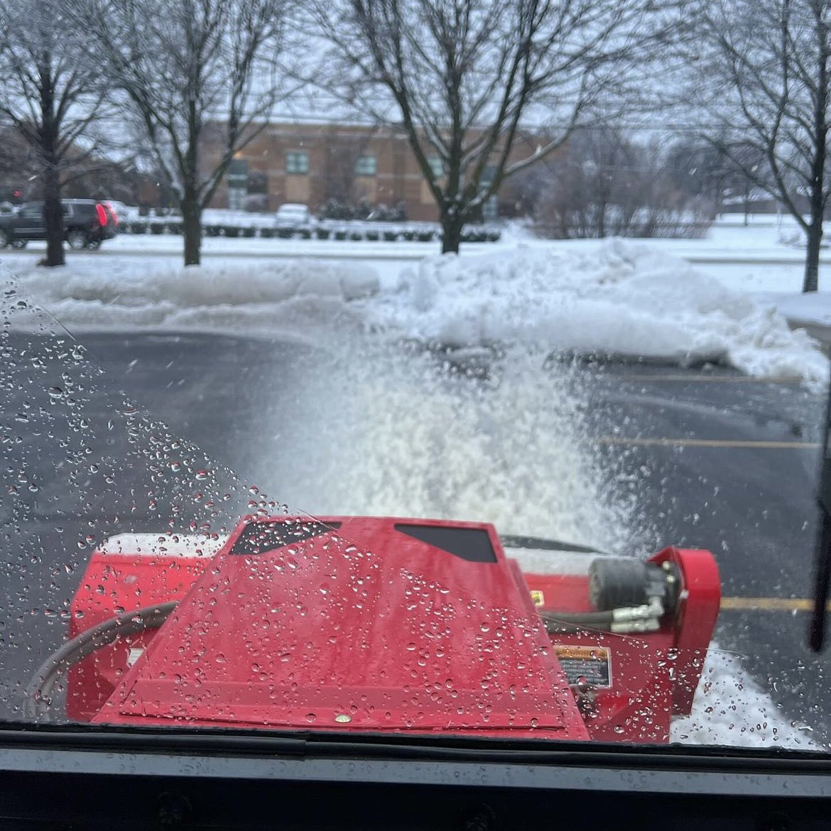 The best POV during winter ❄️ #behindthecab #snowremoval #steiner450 #steinerturf 📸: Tony C.