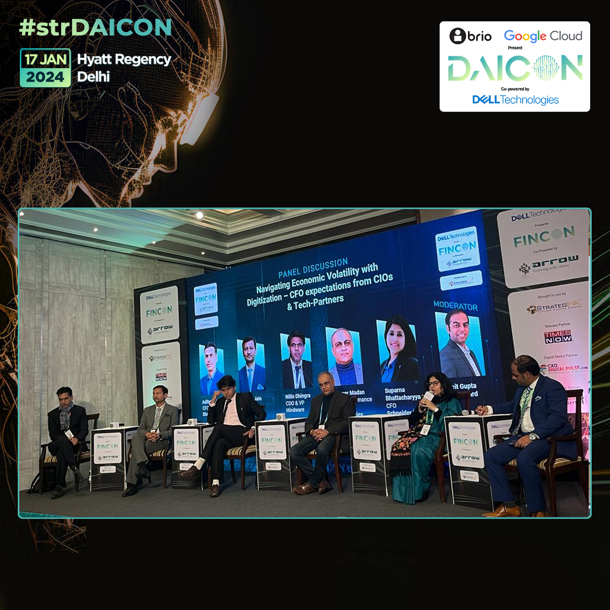 #strDAICONlive | CFOs are steering their ships through uncertainty, and guess what's their secret weapon? DIGITIZATION! We are live with an intriguing panel discussion on 'Navigating Economic Volatility with Digitization – CFO expectations from CIOs & Tech-Partners '.