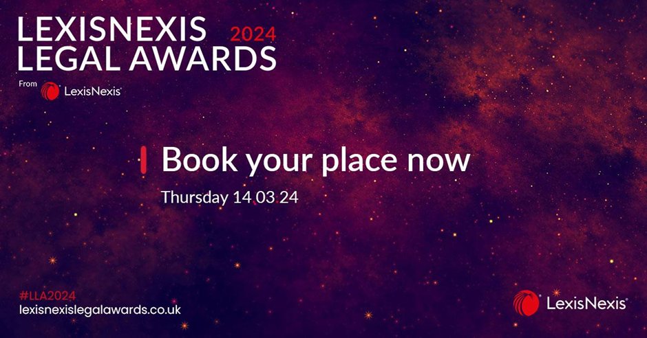 Join us at the LexisNexis Legal Awards 2024. With distinguished names and organisations in attendance, and a wide range of prestigious short-listed entrants and guests, this is the legal event of the year lexisnexislegalawards.co.uk  #LLA2024
