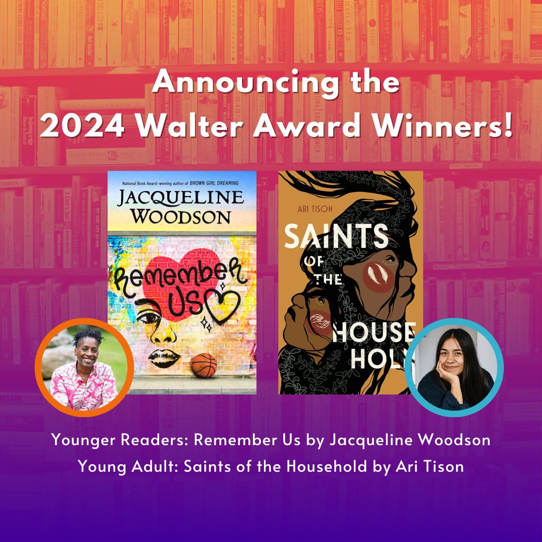 WNDB is excited to announce the winners of our 2024 Walter Dean Myers Award! Younger​ ​Readers​ ​Category: Remember Us by @JackieWoodson (Nancy Paulsen Books/@penguinrandom) Teen​ ​Category: Saints of the Household by @AriTison (@fsgbooks/ @MacmillanUSA)