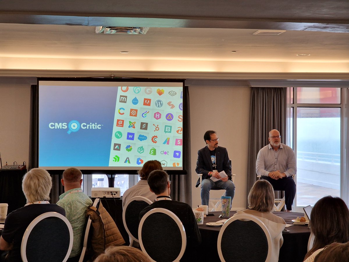cmscritic's tweet photo. It's (not) always sunny in #StPetersburg, but the conversation was brighter than ever at the @BoyeCompany #cmskickoff24
Chief Critic @MattGarrepy talked #content, #AI, and the future of CMS with @deane_barker of @Optimizely during yesterday's opening session. https://t.co/IqALCd9Lcj