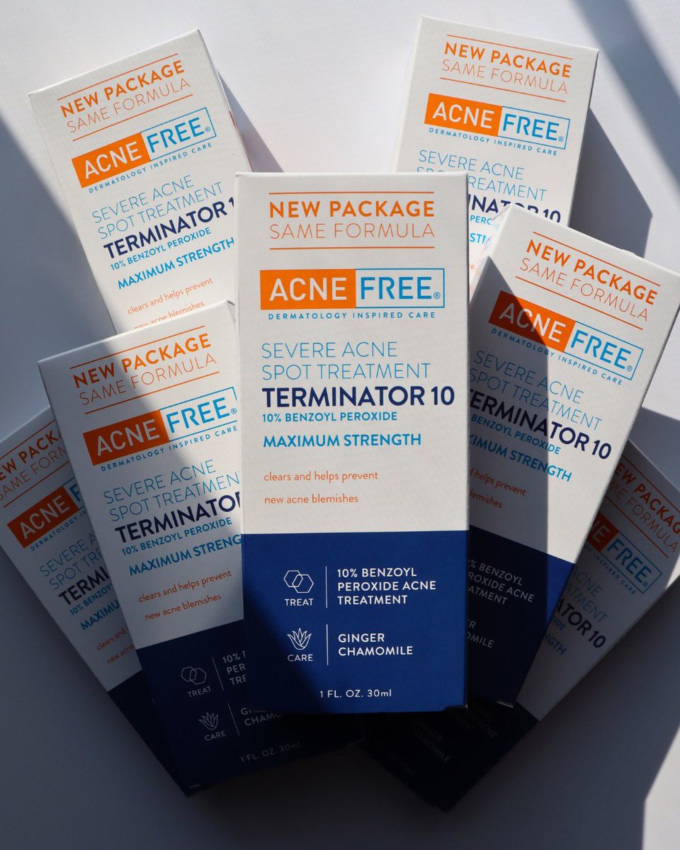 AcneFree's tweet image. Have you noticed the new packaging for our beloved acne spot treatment, Terminator 10?

Don't worry, we've kept the winning formula intact, so you can still achieve #ClearAF skin.