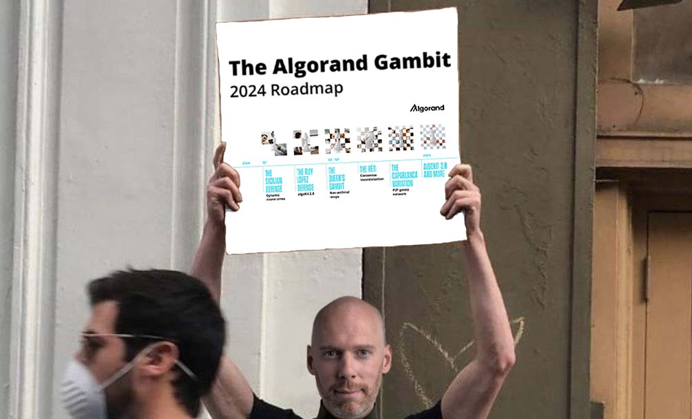 BREAKING: New @Algorand technical roadmap, 'The Algorand Gambit' released. Link to Article: algorand.foundation/2024-roadmap Check. Mate.