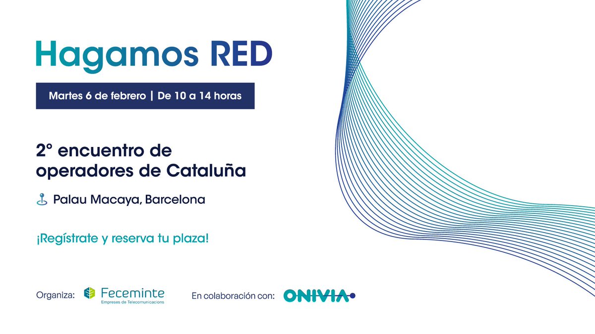 🔴 SAVE THE DATE!!

📅El día 6 de febrero <a href="/feceminte/">Feceminte</a>  en colaboración con Onivia realiza el 2º encuentro con operadores de Cataluña.

📍 Palau Macaya, Barcelona
 
¡Inscríbete! 

Formulario cat: lnkd.in/dSHmtDMj
Formulario cast: lnkd.in/dk7p6hSp
 
😀¡Te esperamos!
