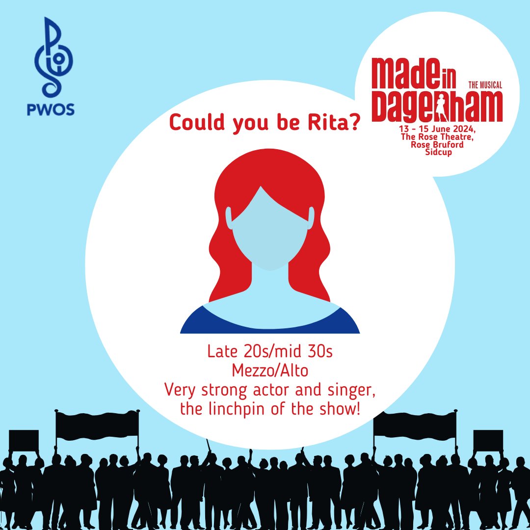 Could you be our Rita? 

Come along to our production launch event on 28 January in Orpington to find out more about joining PWOS and what the audition process entails!
pwosdigital@gmail.com

#Kent #Amdram #MusicalTheatre