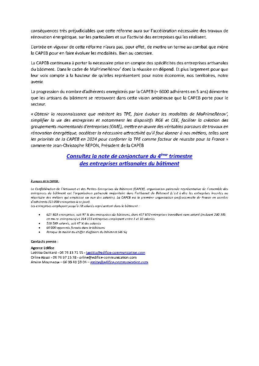 capeb_fr's tweet photo. 🔺Retrouvez le communiqué de presse | Conjoncture : L’année 2024 doit être celle de la reconnaissance de la « TPE solutions » : https://t.co/7drGfFQGPq https://t.co/bI5vcLmHhe