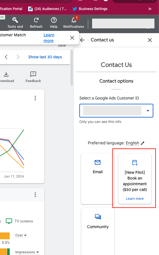 adclarke10's tweet photo. Has anyone else seen or used the "$50 per appointment" option for Google Ads support? Is there any value in it? Can't say I'm super inclined to spend $50 just for someone to tell me "turn on auto apply recommendations" or "use Broad Match"...
#PPCChat https://t.co/LjGq03GpQZ