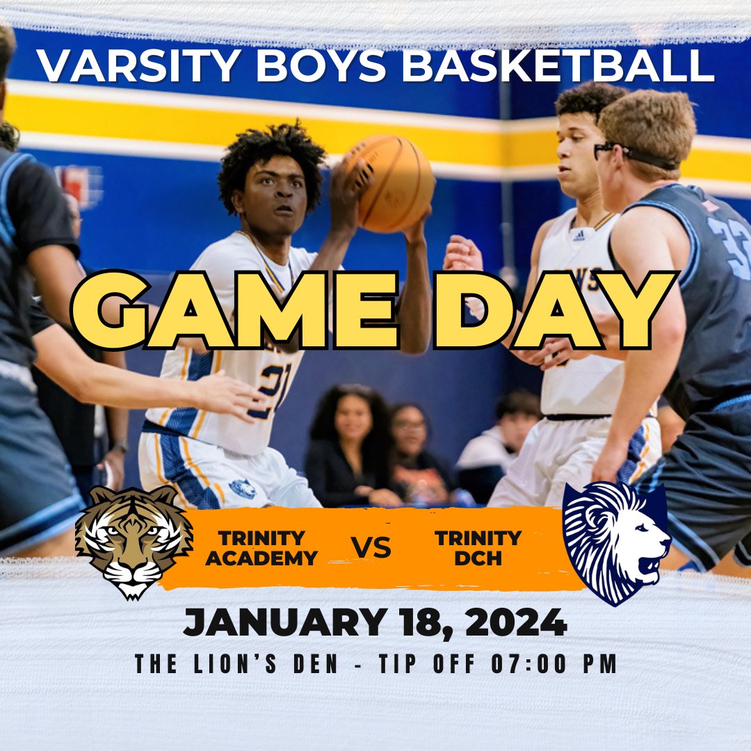 It's going to be a great showdown between @tsdchhoops and <a href="/TAR_Basketball/">Trinity Academy MBB</a> !  Let's pack The Lion's Den and show our Lions how much #lionpride we can bring!