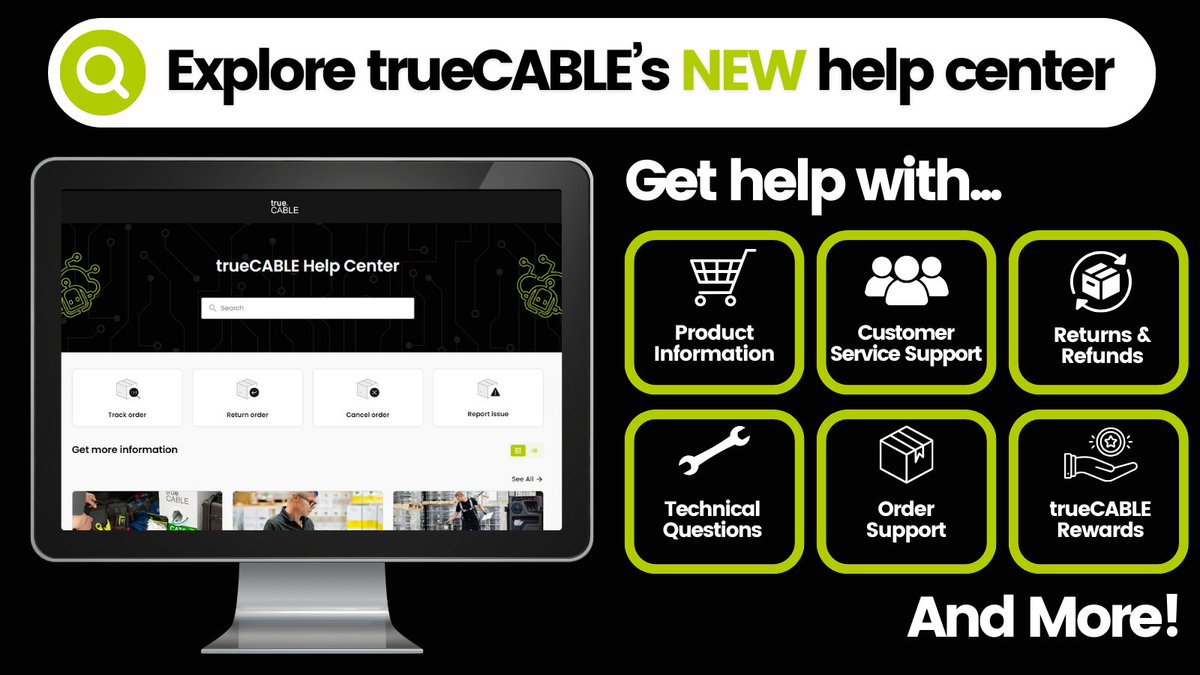 trueCABLEinc's tweet photo. 🔍Discover trueCABLE’s NEW help center! 

From seamless order guidance to expert tech solutions, the answers to all your questions await! 🛠️

Ready to elevate your experience? Explore now: https://t.co/Wy2qO6e5Kr https://t.co/7j8Kc9fF0F