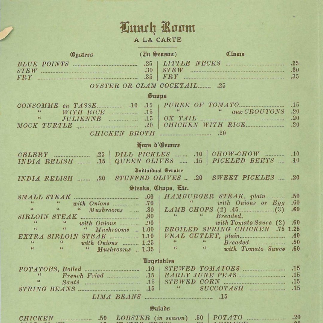 It’s Restaurant Week in NYC! Oysters on the half-shell, anyone? In the early 1900’s, the zoo’s Rocking Stone Restaurant had an extensive menu that featured many culinary delights and classics, including Blue Point oysters for just 25 cents!