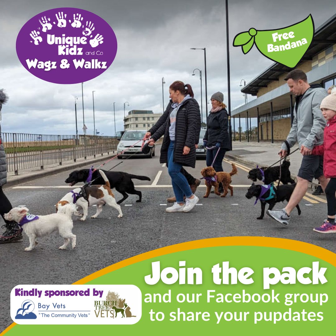 Walk 50 miles throughout March with your pooch.
Raise money on your own Facebook fundraising page.
Change the lives of local disabled young people.
Take photos of your journey and share them in the group.
Sign up now to order your free dog-bandana👇
uniquekidzandco.org.uk/wagz-and-walkz/