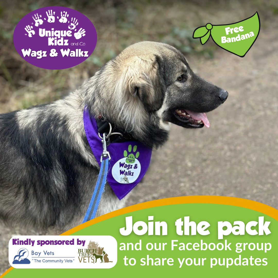 Walk 50 miles throughout March with your pooch.
Raise money on your own Facebook fundraising page.
Change the lives of local disabled young people.
Take photos of your journey and share them in the group.
Sign up now to order your free dog-bandana👇
uniquekidzandco.org.uk/wagz-and-walkz/