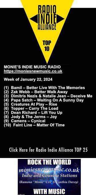 Our latest cut 'Better Live With The Memories' is #1 in Indie & Country Music with Monie & Cynthia Monie's New Indie Music Radio Top 10 🎧🎸🎹🥁🎶🎵🎶🎶