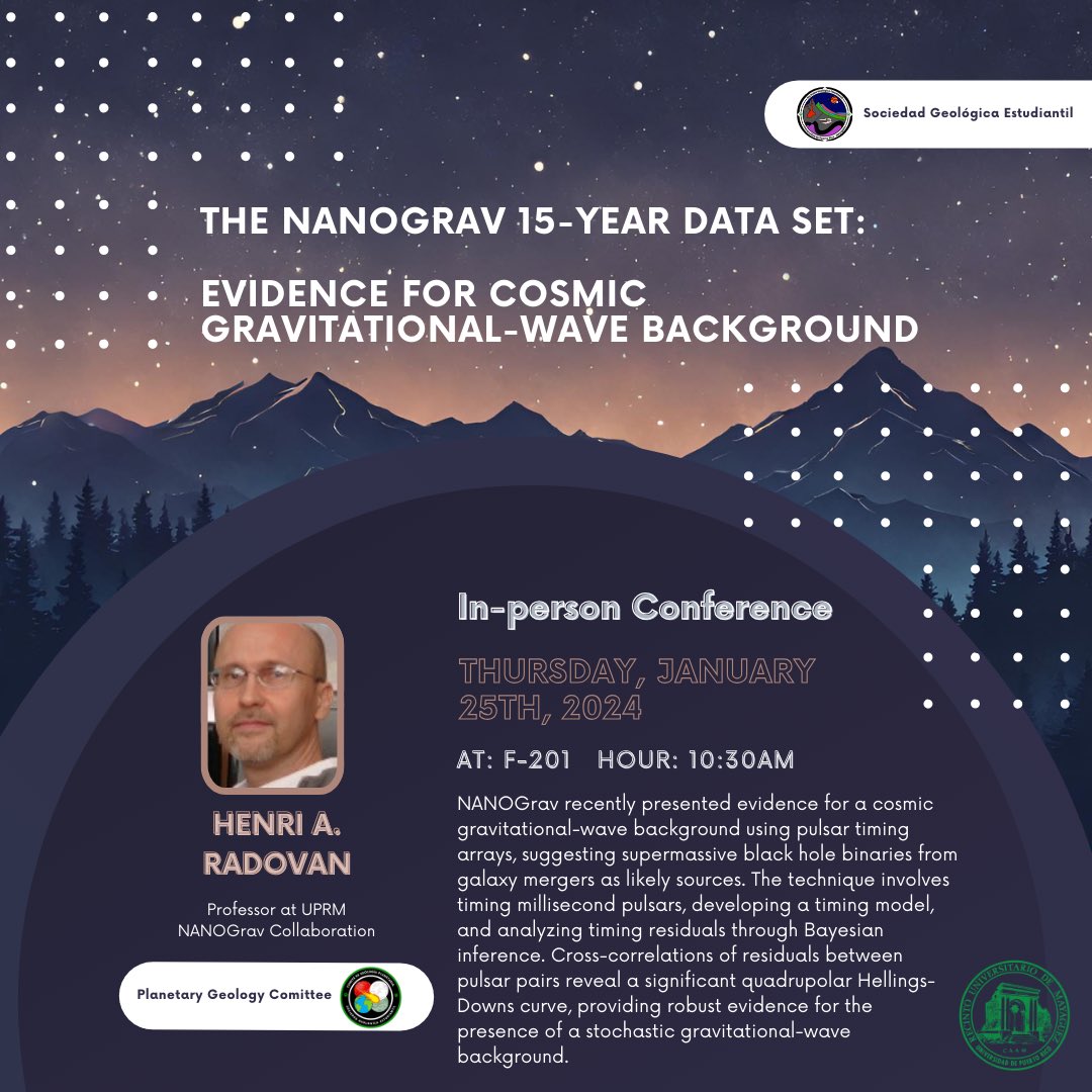 Join us on January 25th for a in-person discussion on NANOgrav 15- year data set!🌌
