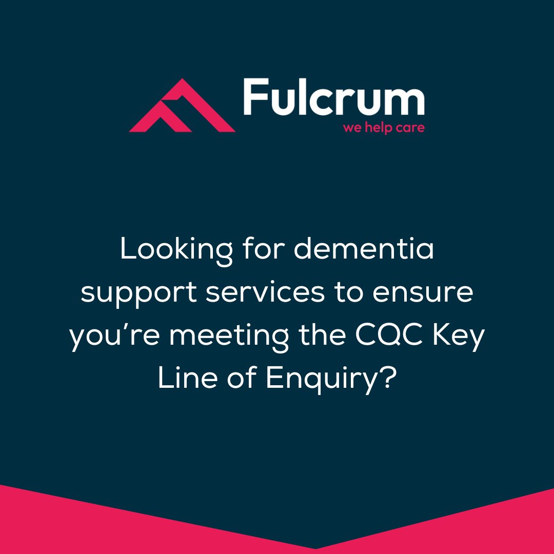 We offer a dementia-behavioural support service. ✅ Our team understand the challenges of managing complex care needs that often have a ripple effect on the quality of care, as well as meeting the CQC Key Line of Enquiry. Get in touch 👉 brnw.ch/21wG9O1 #FulcrumCare