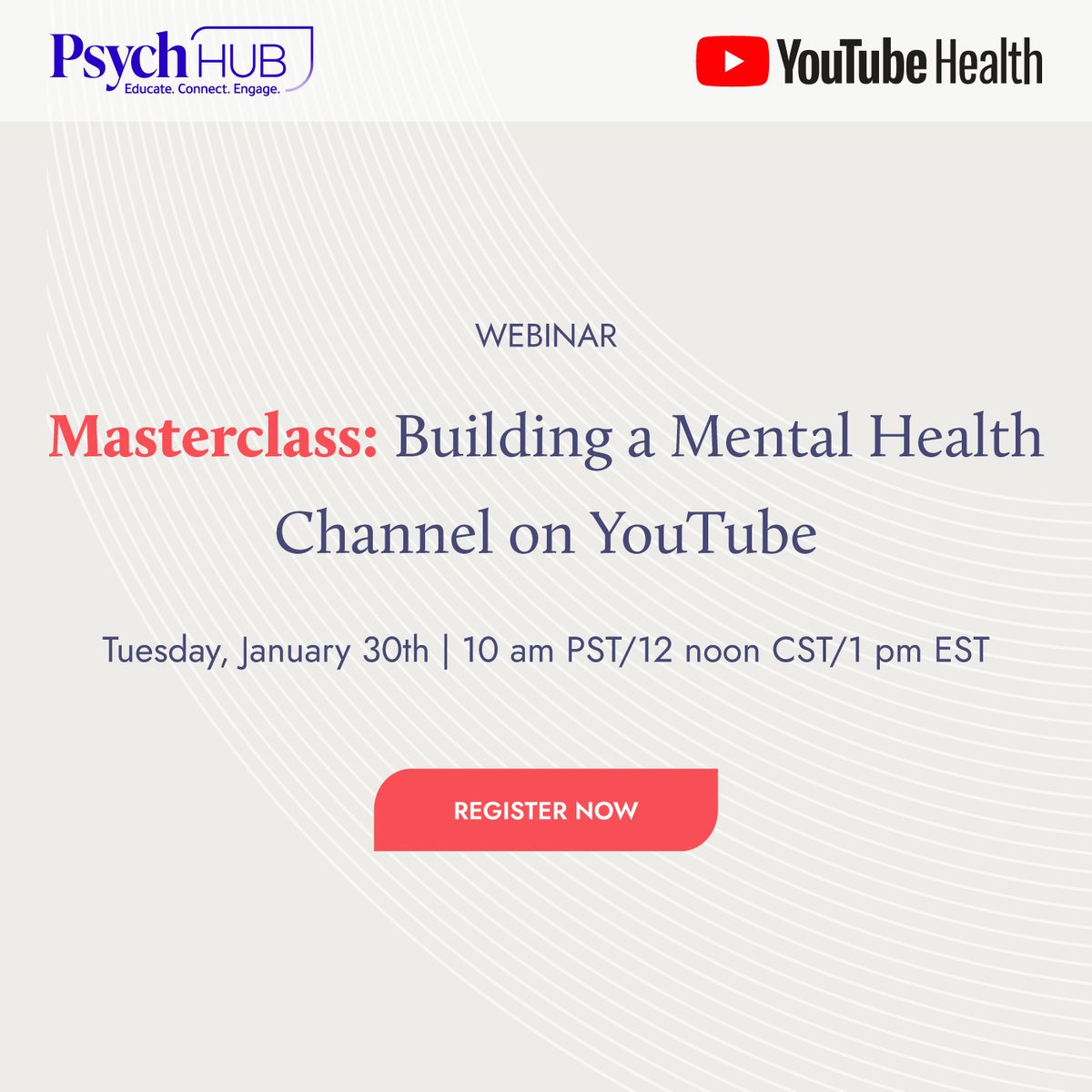 Join our masterclass on January 30th to learn how to effectively use YouTube to share important health information, build your brand, and grow your business! l8r.it/grug