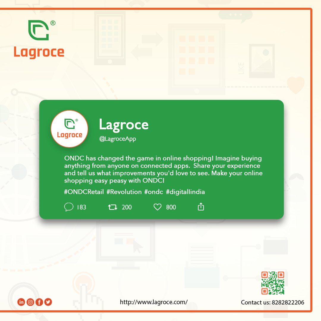 LagroceApp's tweet photo. Discover the game-changing experience of online shopping with ONDC. Have you taken the plunge yet?
.
.
#RetailEvolution #LagroceONDC #digitalindia #ondc #ondcretailers #DigitalTransformation #RetailNetwork #sm4dm https://t.co/JBtykQjmK4