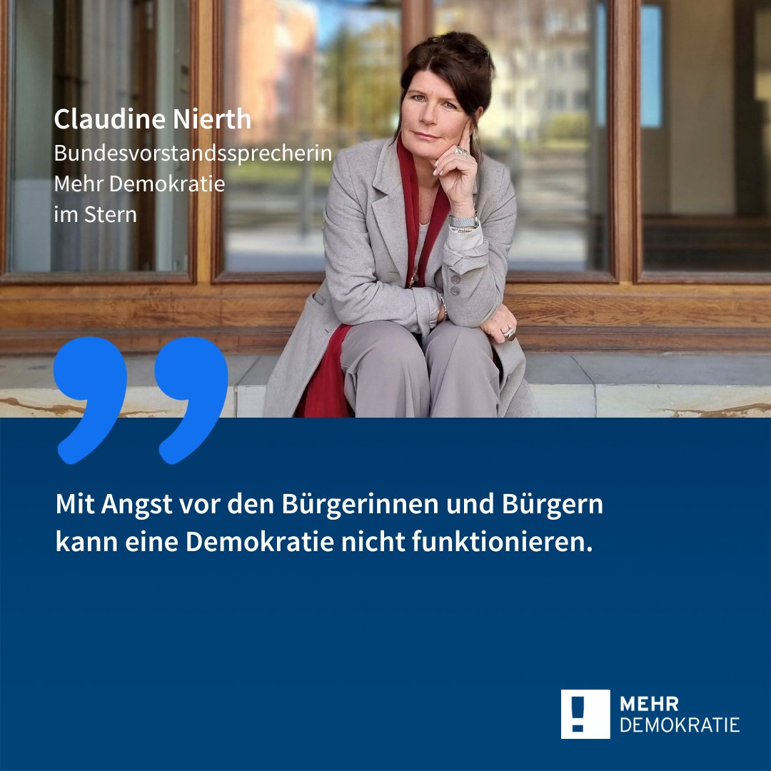 Volksentscheid's tweet image. Statt Angst vor den Bürger:innen zu haben, sollte man sie lieber in die Entscheidungsfindung einbinden. Im @sternde-Artikel fordert unsere Bundesvorstandssprecherin @ClaudineNierth  deshalb #Bürgerräte, #Volksabstimmungen und #Beteiligung.
Zum Artikel: stern.de/politik/die-ba…