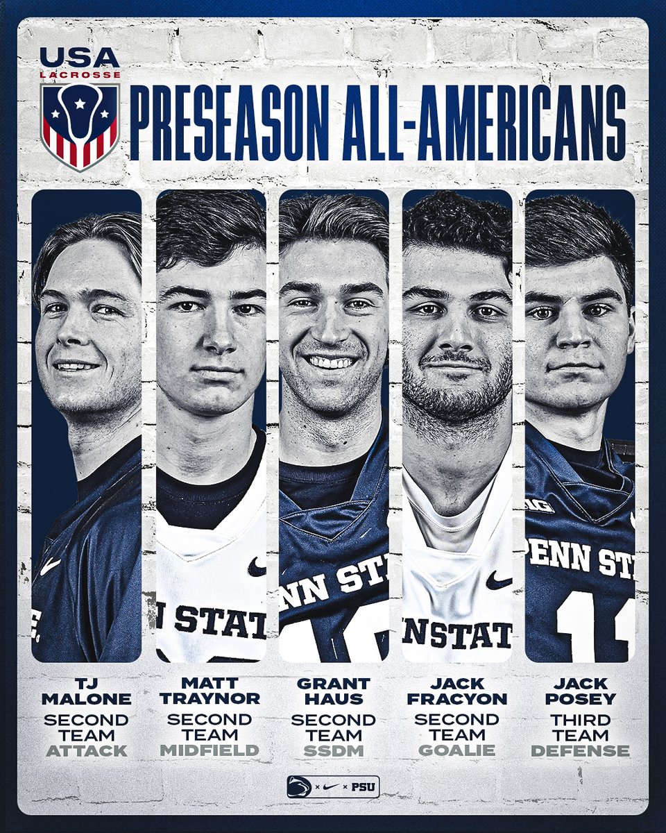 Not 1⃣, not 2⃣, but 5⃣ @USA_Lacrosse Preseason All-Americans! #WeAre 🔵⚪️