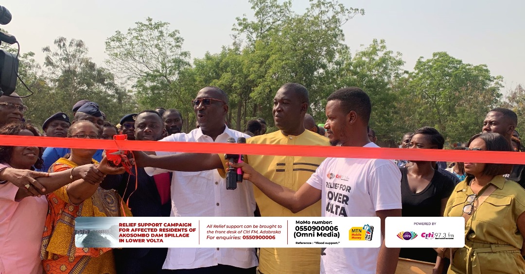 Citi973's tweet photo. The first resettlement center built by the Citi FM Foundation has been successfully handed over to the  residents of Tokpo in the Shai Osudoku district #CitiNewsroom #CitiRebuilds #Relief4LowerVolta https://t.co/GpQdGauK6K
